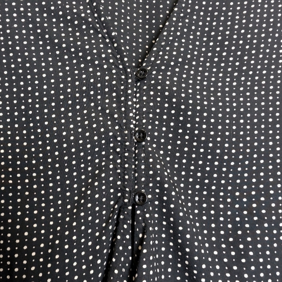 Billabong Black White Polka Dot Daisy Duke Tie Front Bell Sleeve Shirt Medium - Picture 6 of 9